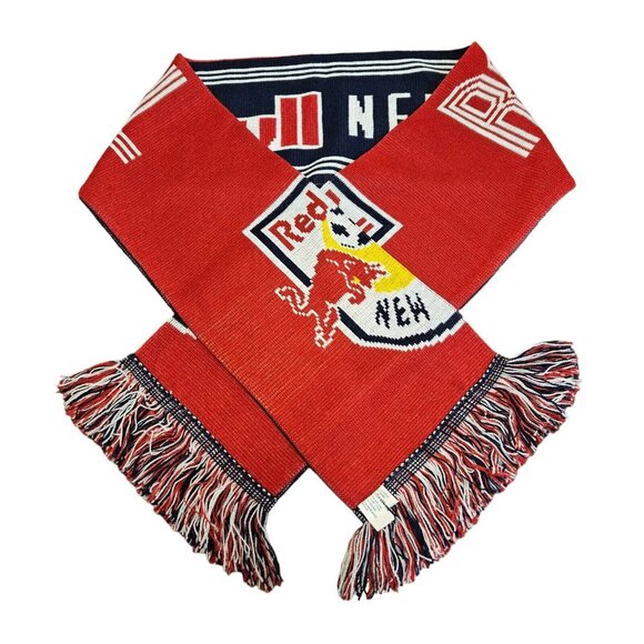 Adidas New York Red Bulls Scarf Red Blue Reversible Fringe MLS Soccer Football - Picture 5 of 7